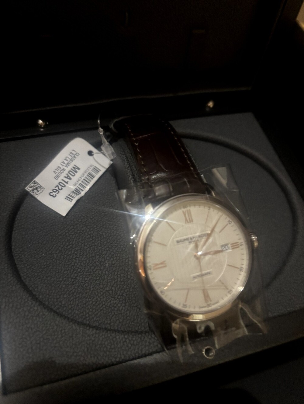 NWT BAUME & MERCIER BROWN LEATHER WATCH
